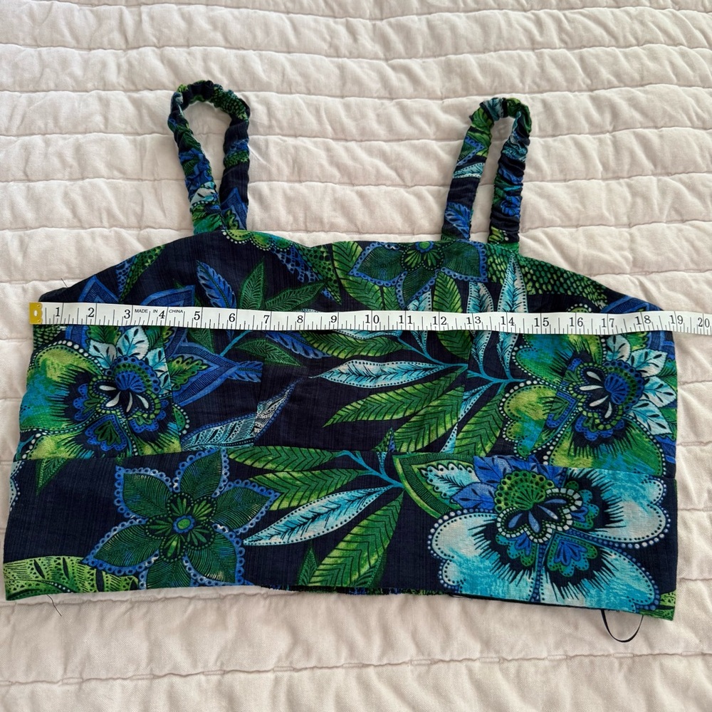 Rachel Zoe Blue and Green Leaf/ Flower Print Long Pull On Skirt Set XL - Picture 10 of 13